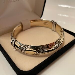 Silver And Gold Bangle Bracelet and Matching Earrings